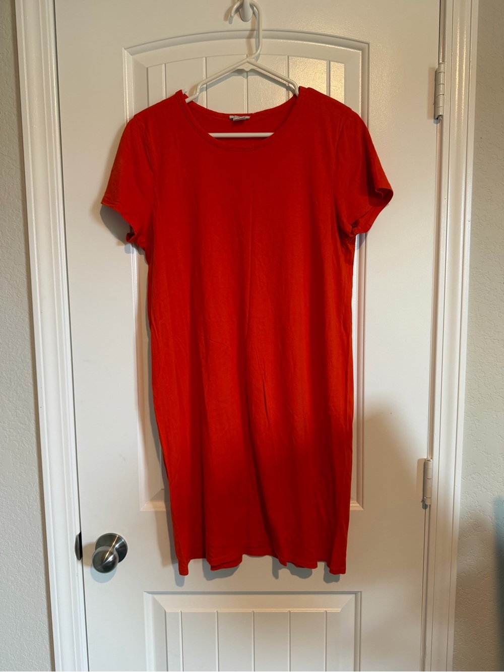 J. Crew Orange Short-Sleeve Midi T-Shirt Dress